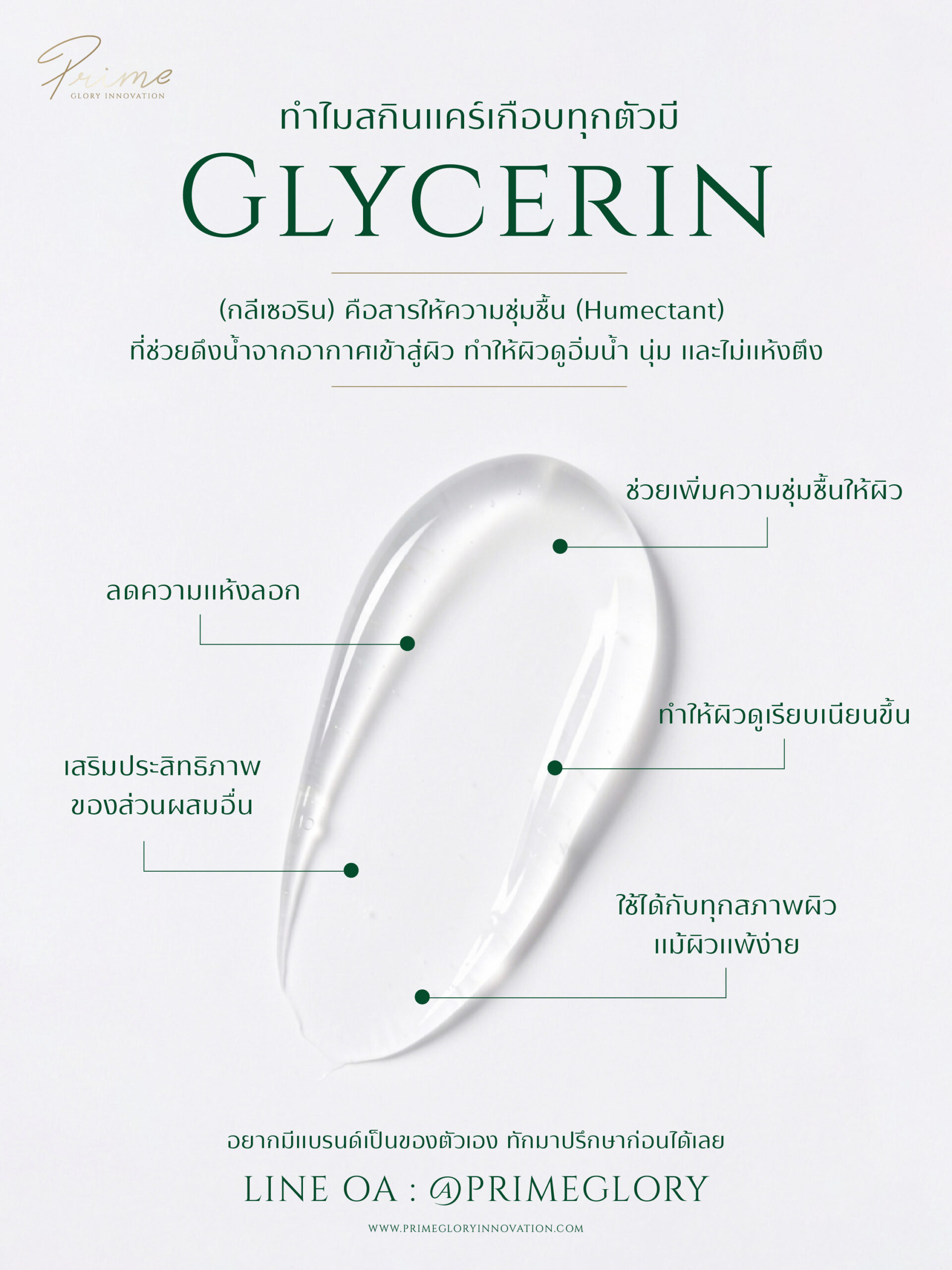 ทำไมสกินแคร์ต้องมี Glycerin คืออะไร เจาะลึกสารให้ความชุ่มชื้นที่ผิวขาดไม่ได้